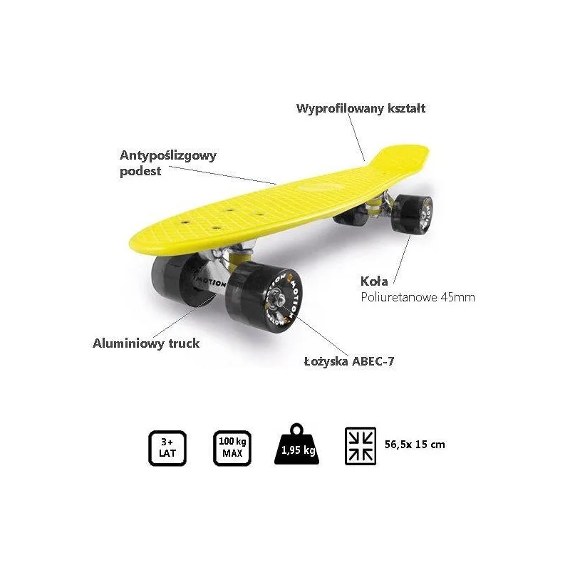 DESKOROLKA FISZKA DECKBOARD 22 KIDZ MOTION ŻÓŁTA - Kidz Motion
