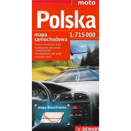 POLSKA MAPA SAMOCHODOWA DWUSTRONNA 1 : 715 000 MOTO - Demart