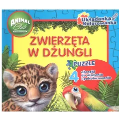ZWIERZĘTA W DŻUNGLI UKŁADANKA KOLOROWANKA PUZZLE - Media Service Zawada