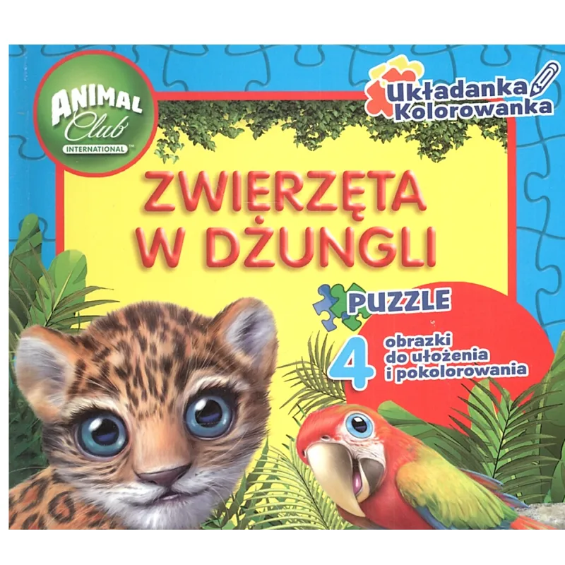 ZWIERZĘTA W DŻUNGLI UKŁADANKA KOLOROWANKA PUZZLE - Media Service Zawada