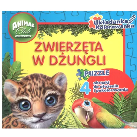 ZWIERZĘTA W DŻUNGLI UKŁADANKA KOLOROWANKA PUZZLE - Media Service Zawada