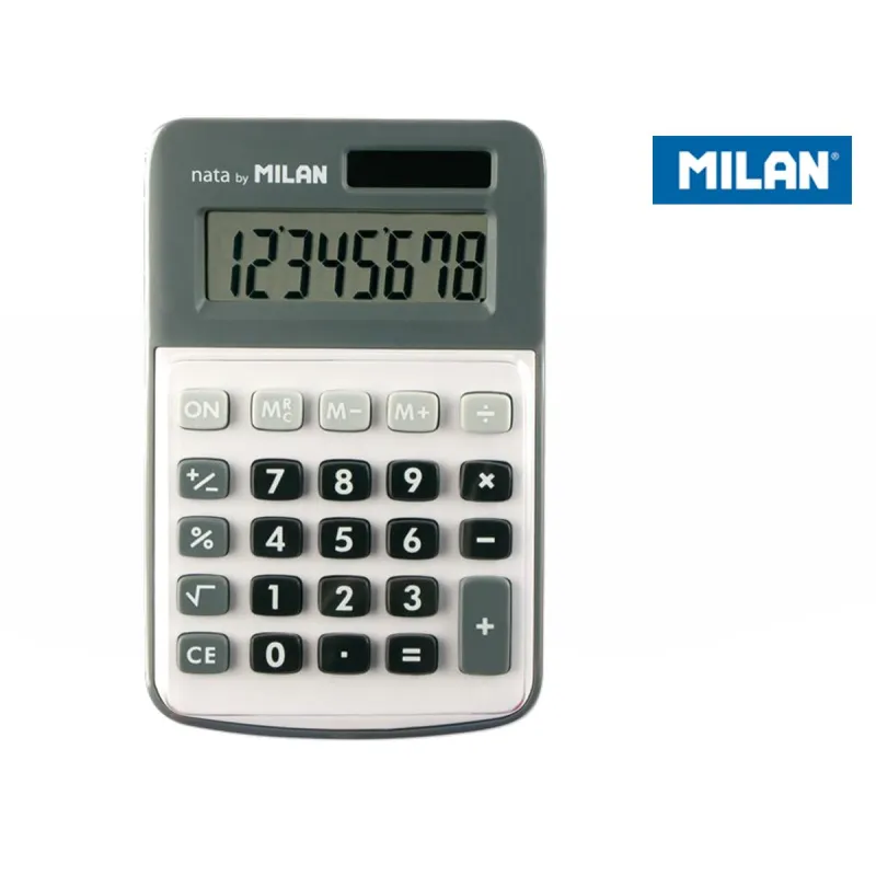 KALKULATOR MILAN 8 POZYCYJNY SZARY - Milan