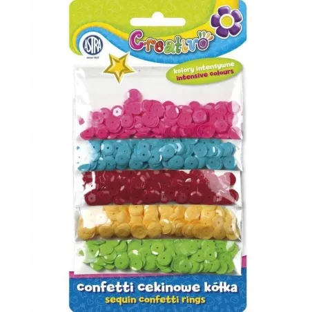 Confetti Cekinowe Kółka Mix 5 Kolorów Intensywnych 1000 Sztuk
