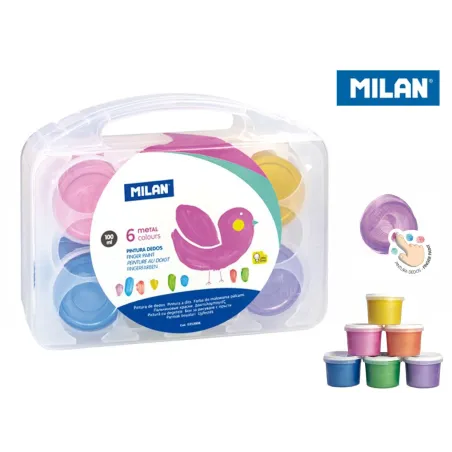 FARBY MILAN DO MALOWANIA PALCAMI METALICZNE 6 X 100 ML - Milan