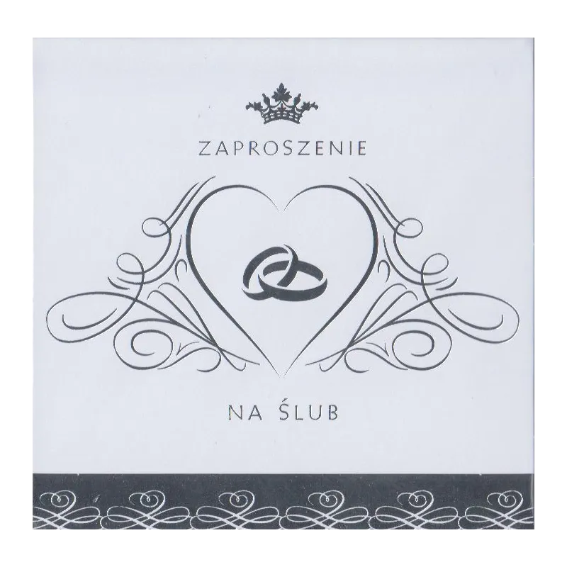 ZAPROSZENIE NA ŚLUB SREBRNE KWADRATOWE + KOPERTY