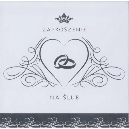 ZAPROSZENIE NA ŚLUB SREBRNE KWADRATOWE + KOPERTY