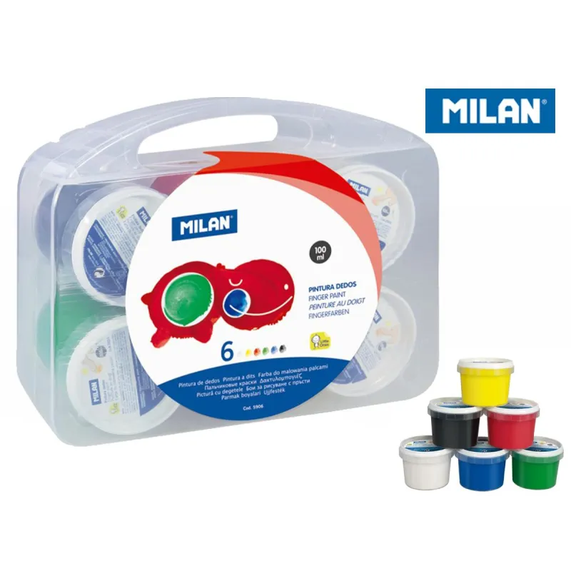 FARBY MILAN DO MALOWANIA PALCAMI 6 X 100 ML - Milan