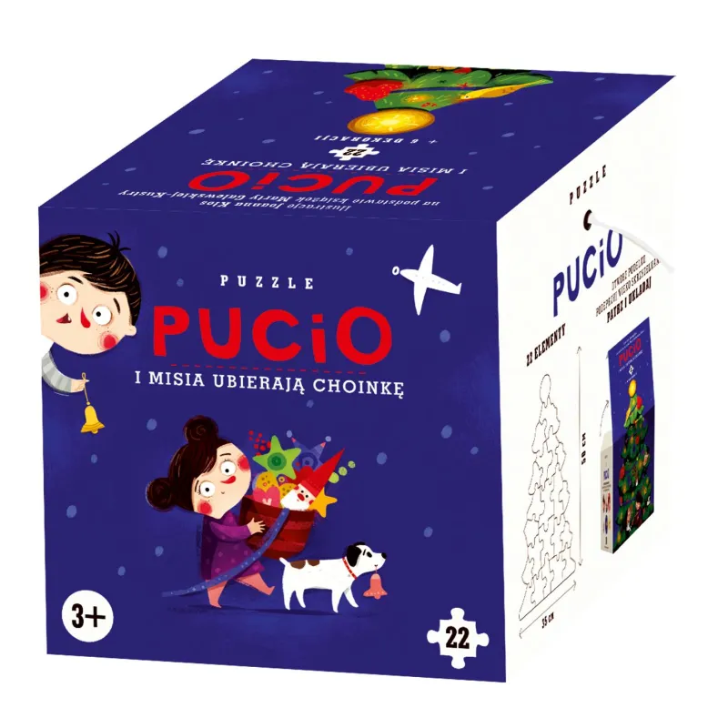 PUCIO I MISIA UBIERAJĄ CHOINKĘ PUZZLE 22 ELEMENTY 3+ - Nasza Księgarnia