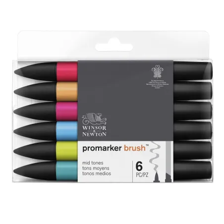 BRUSHMARKER 6 MID TONES WINSOR & NEWTON - Winsor & Newton