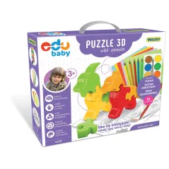 DZIKIE ZWIERZĘTA PUZZLE 3D 29 ELEMENTÓW ZESTAW KREATYWNY 3+ - Wader