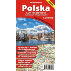 POLSKA MAPA SAMOCHODOWA 1 : 700 000 WODOODPORNA - Gauss