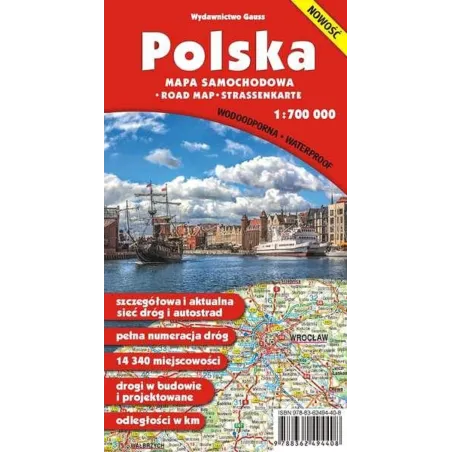 Polska Mapa Samochodowa 1 : 700 000 Wodoodporna Polska Mapa Samochodowa 1 : 700 000 Wodoodporna
