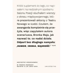W TRZECH ZDANIACH NOTATKI Z LAT 2018/2019 Krzysztof Orzechowski - Universitas