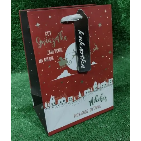 TOREBKA PREZENTOWA MAŁA GDY GWIAZDKA ZABŁYŚNIE NA NIEBIE MIKOŁAJ PRZYJDZIE DO CIEBIE - Passion Cards