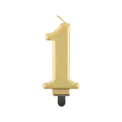 ŚWIECZKA CYFERKA 1 METALIK ZŁOTA 8.0 CM BEAUTY & CHARM - Godan