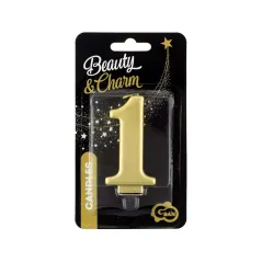 Świeczka Cyferka 1 Metalik Złota 8.0 Cm Beauty & Charm
