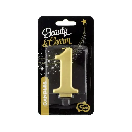 Świeczka Cyferka 1 Metalik Złota 8.0 Cm Beauty & Charm