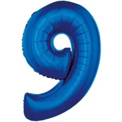 BALON FOLIOWY CYFRA 9 NIEBIESKI 86 CM - Godan