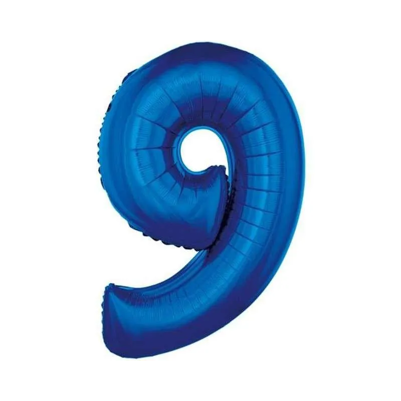 BALON FOLIOWY CYFRA 9 NIEBIESKI 86 CM - Godan