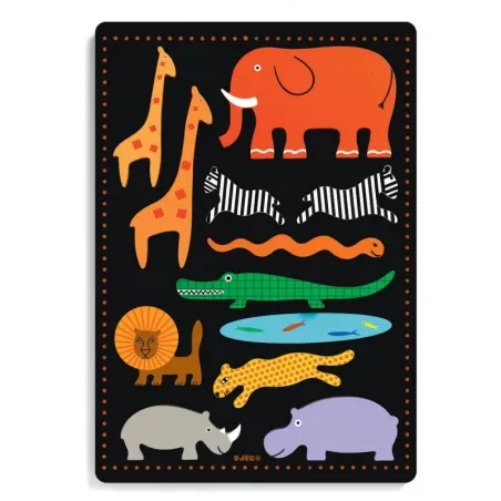 ZWIERZĘTA SAFARI PUZZLE DREWNIANE PRZESTRZENNE UKŁADANKA 18M+ - Djeco