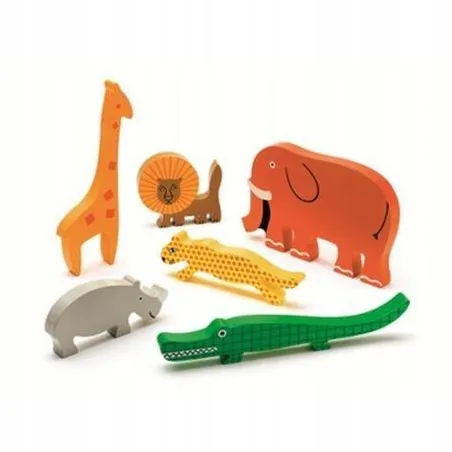 Zwierzęta Safari Puzzle Drewniane Przestrzenne Układanka 18M+