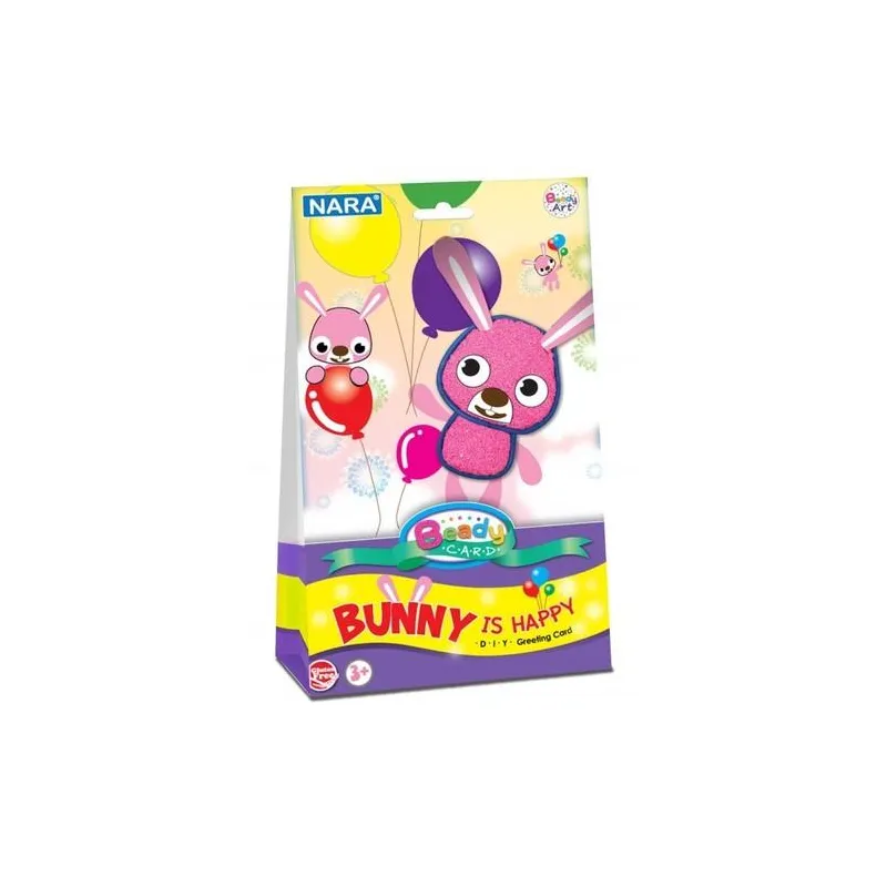 KARTKA OZDOBNA Z MODELINĄ BEADY CARD BUNNY IS HAPPY 3+ - Nara