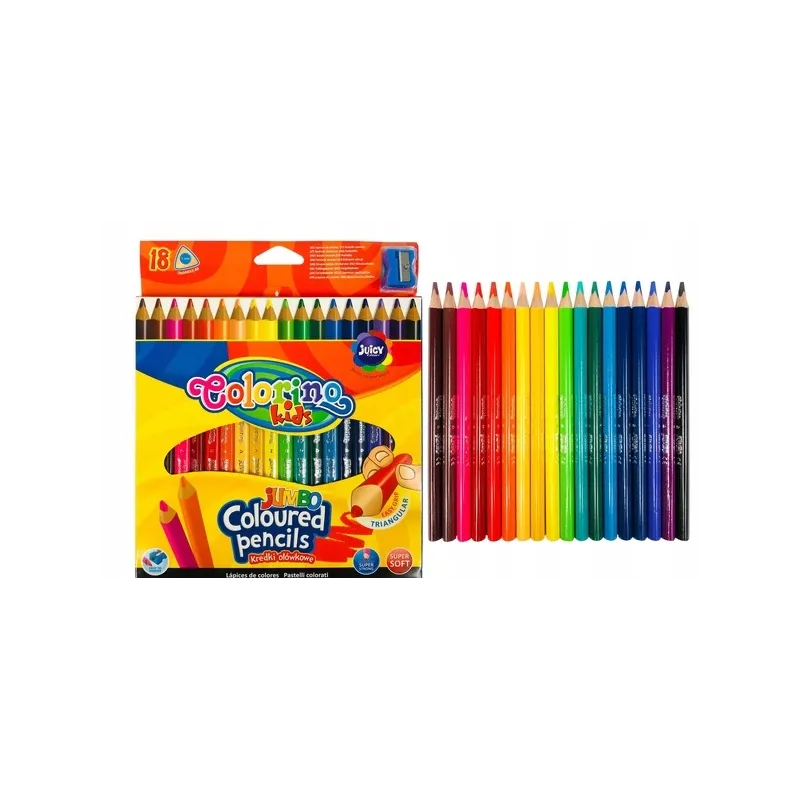 KREDKI TRÓJKĄTNE COLORINO KIDS 18 KOLORÓW + TEMPERÓWKA - Patio
