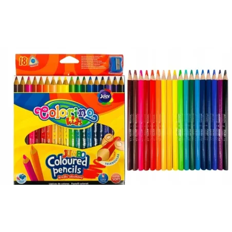 Kredki Trójkątne Colorino Kids 18 Kolorów + Temperówka Kredki Trójkątne Colorino Kids 18 Kolorów + Temperówka