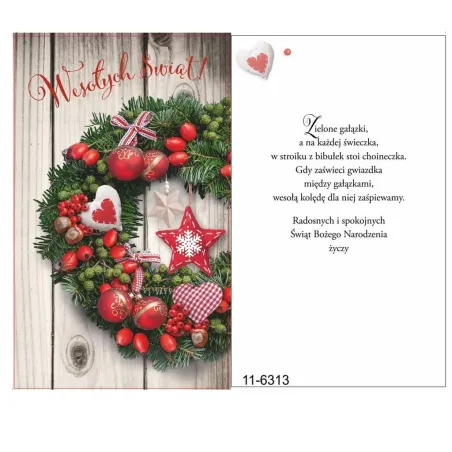 Karnet Bożonarodzeniowy Z Życzeniami + Koperta Karnet Bożonarodzeniowy Z Życzeniami + Koperta