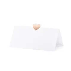 WIZYTÓWKI NA STÓŁ SERCE RÓŻOWE ZŁOTO 10 SZT.