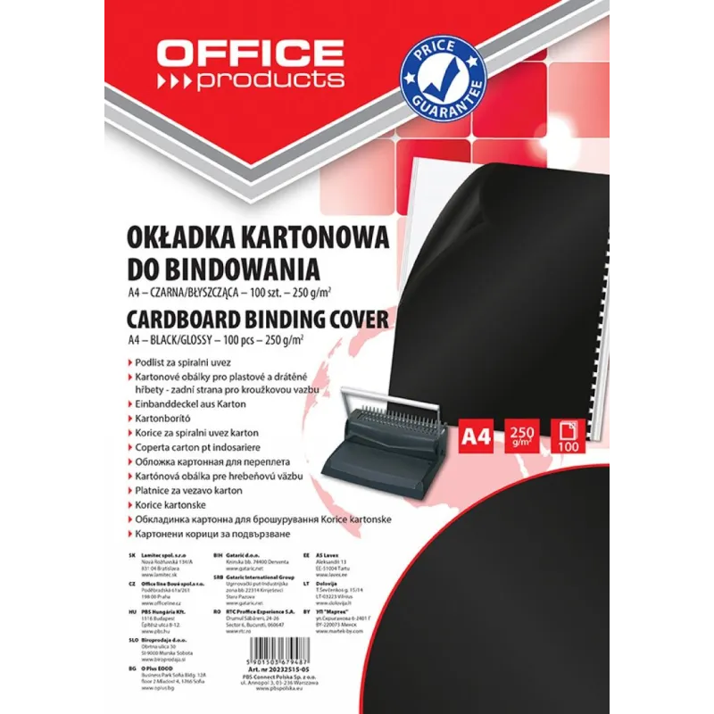 OKŁADKA DO BINDOWANIA BŁYSZCZĄCA CZARNA 100SZT. A4 - Office Products