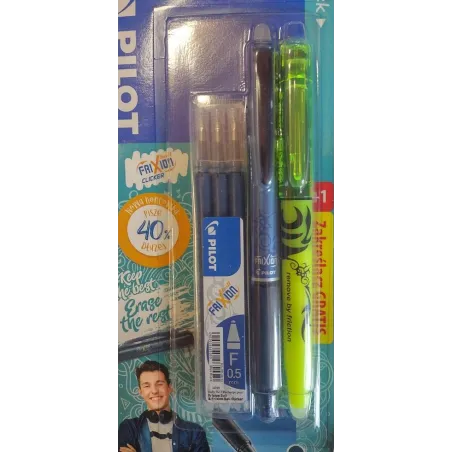DŁUGOPIS WYMAZYWALNY FRIXION CLICKER 0.5MM + ZAKREŚLACZ + 3 WKŁADY 0.5MM NIEBIESKI 5 ELEMENTÓW - Pilot