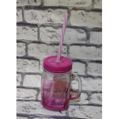 KUBEK SZKLANY Z UCHEM I SŁOMKĄ 250ML - Panon