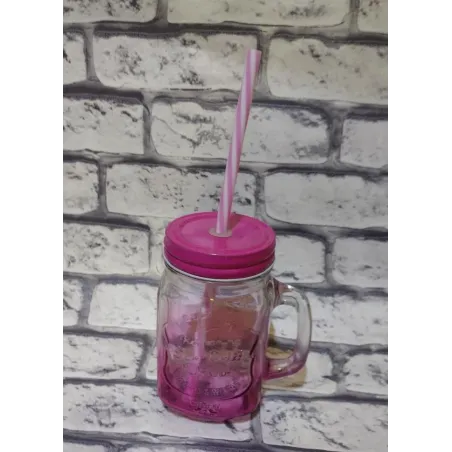 KUBEK SZKLANY Z UCHEM I SŁOMKĄ 250ML - Panon