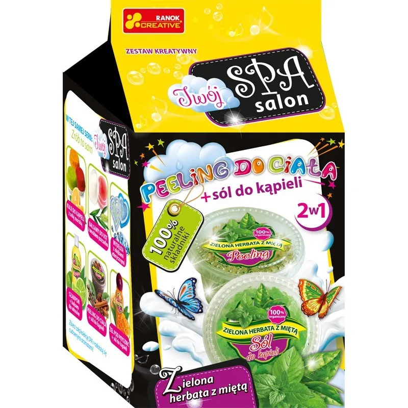 PEELING DO CIAŁA I SÓL DO KĄPIELI ZIELONA HERBATA Z MIĘTĄ ZESTAW KREATYWNY 9+ II GATUNEK - Ranok Creative