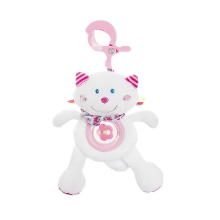 PLUSZOWY KOT WIBRUJĄCA GRZECHOTKA ZAWIESZKA DO WÓZKA ŁÓŻECZKA 28 CM 3M+ - Smiki