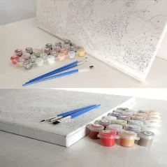 KOLAŻ Z MOPSEM ZESTAW DO MALOWANIA PO NUMERACH 40 X 50 CM - Brushme
