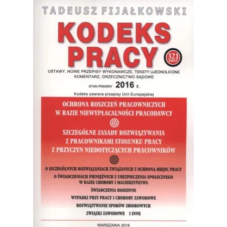 KODEKS PRACY USTAWY NOWE PRZEPISY WYKONAWCZY Tadeusz Fijalkowski - WGP