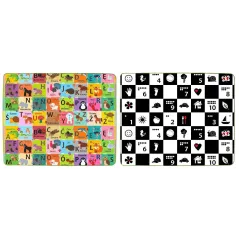 ALFABET CYFERKI SZACHOWNICA KONTRASTOWA PIANKOWA MATA EDUKACYJNA 100 X 150 CM 0+