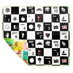ALFABET CYFERKI SZACHOWNICA KONTRASTOWA PIANKOWA MATA EDUKACYJNA 100 X 150 CM 0+