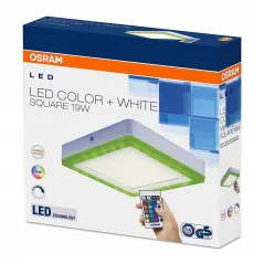 OPRAWA ŚCIENNA SUFITOWA KINKIET LED COLOR + WHITE SQARE 19W Z PILOTEM OSRAM