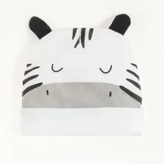 ZEBRA KOMPLET NIEMOWLĘCY. BODY Z DŁUGIM RĘKAWEM + CZAPKA + PÓŁŚPIOCHY ROZMIAR 68