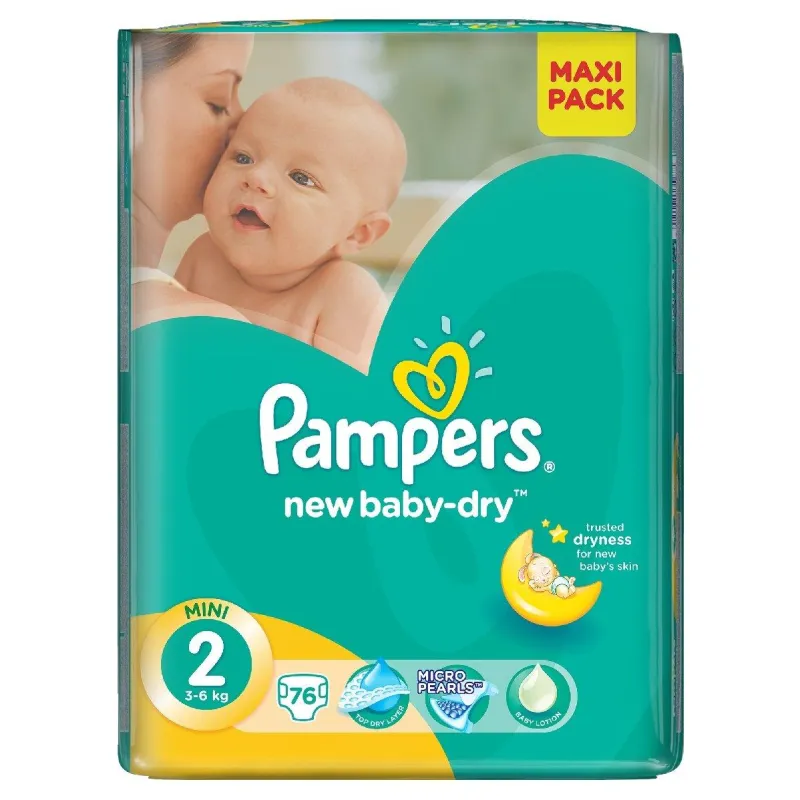 PIELUCHY PAMPERS NEW BABY-DRY 2 MINI 3-6 KG 76 SZT.