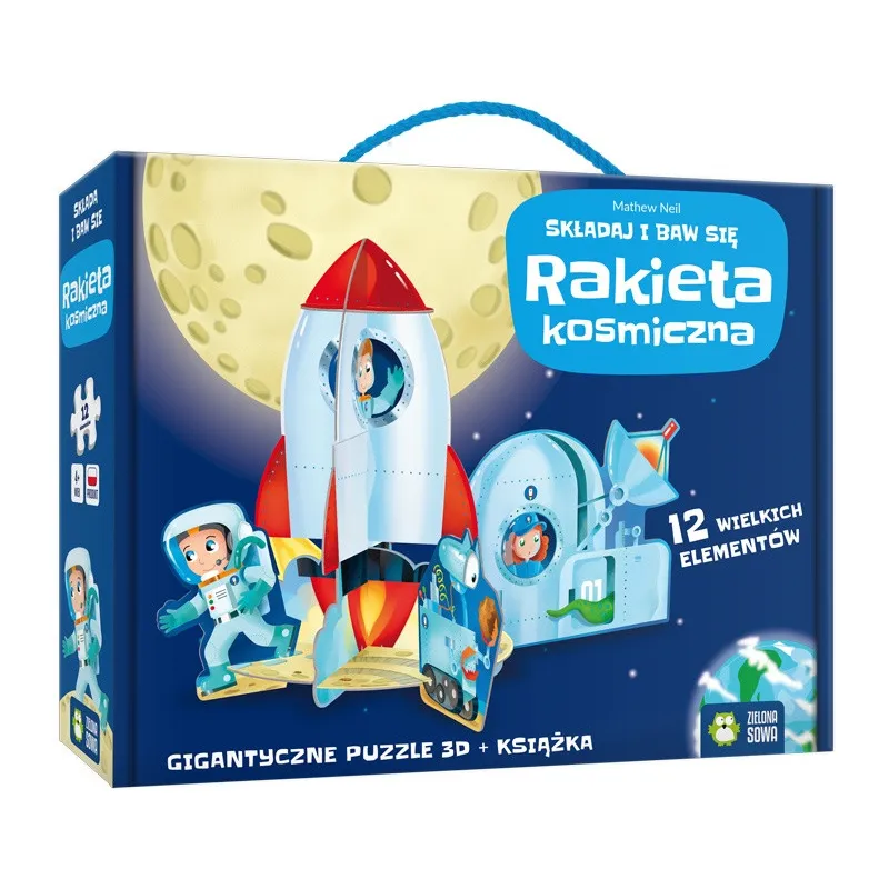 RAKIETA KOSMICZNA SKŁADAJ I BAW SIĘ PUZZLE 3D + KSIĄŻKA 4+ - Zielona Sowa