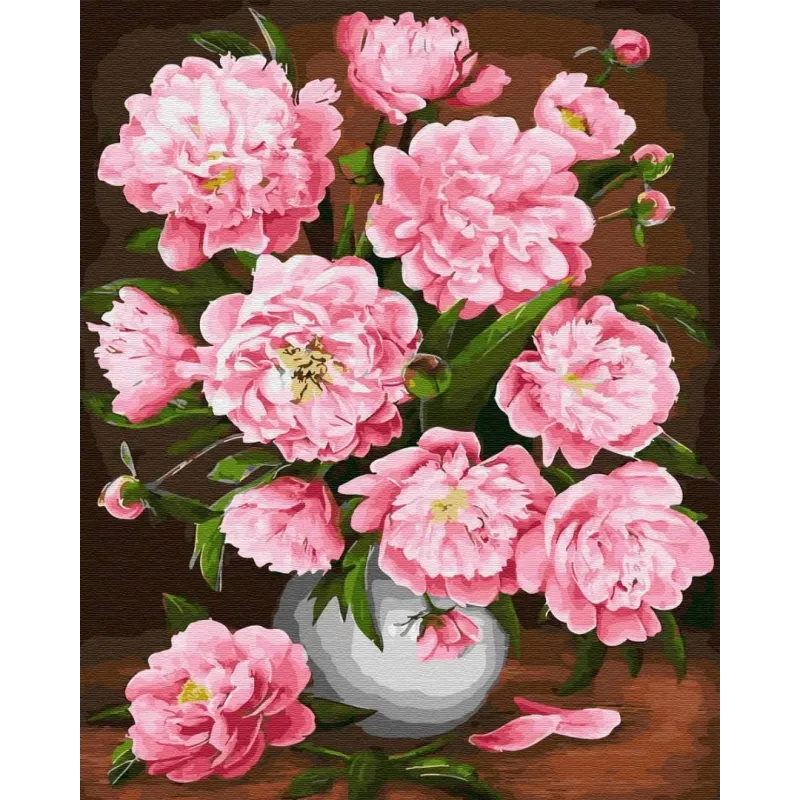 KWITNĄCE PIWONIE  ZESTAW DO MALOWANIA PO NUMERACH 40 X 50 CM