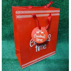 TORBA PREZENTOWA ŚWIĄTECZNA CZERWONA CHRISTMAS TIME - Panon