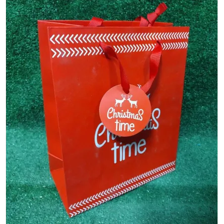 TORBA PREZENTOWA ŚWIĄTECZNA CZERWONA CHRISTMAS TIME - Panon