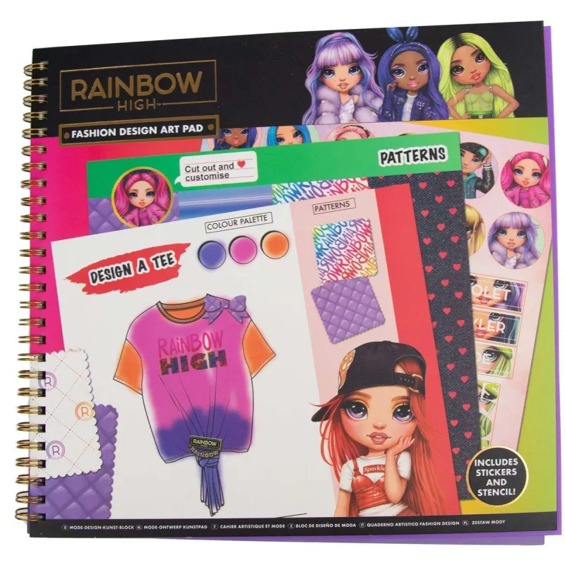 SZKICOWNIK MODOWY Z SZABLONAMI I NAKLEJKAMI RAINBOW HIGH ART PAD - MGA Entertainment LTD