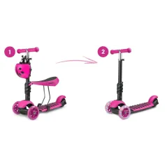 HULAJNOGA TRÓJKOŁOWA BALANSOWA Z SIEDZISKIEM 2W1 LED RICOKIDS BUGGY 3-6 LAT