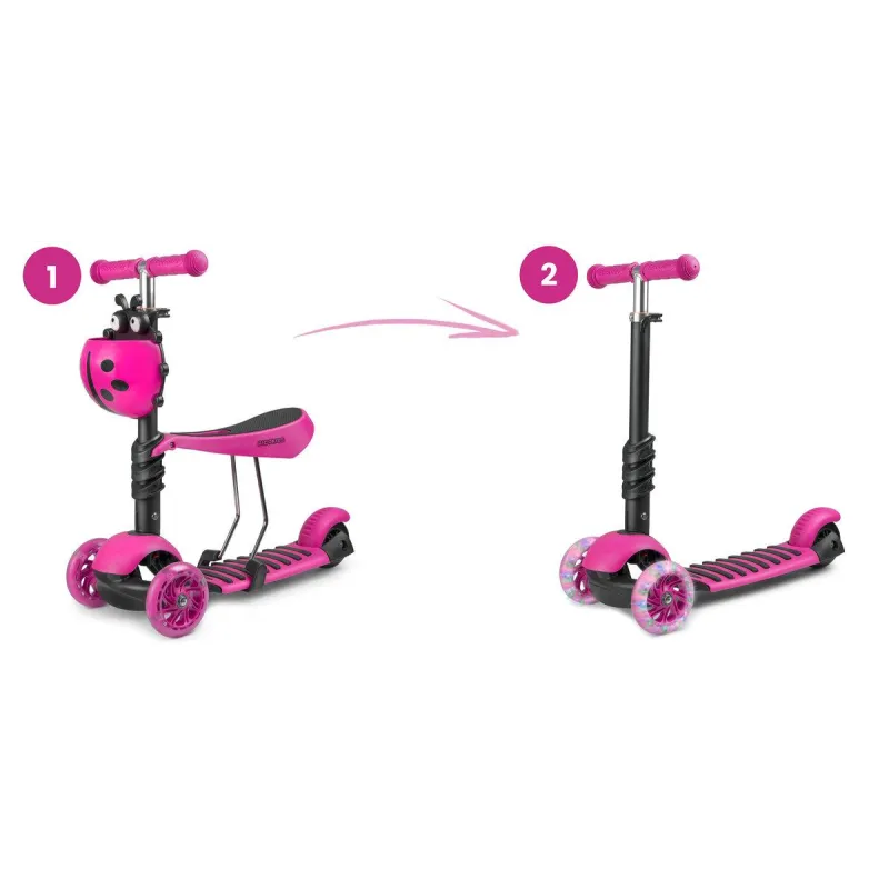 HULAJNOGA TRÓJKOŁOWA BALANSOWA Z SIEDZISKIEM 2W1 LED RICOKIDS BUGGY 3-6 LAT